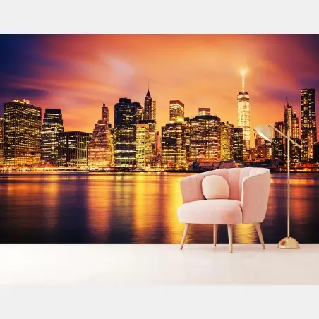 Wall mural New York skyline at sunset • Wallissimo®