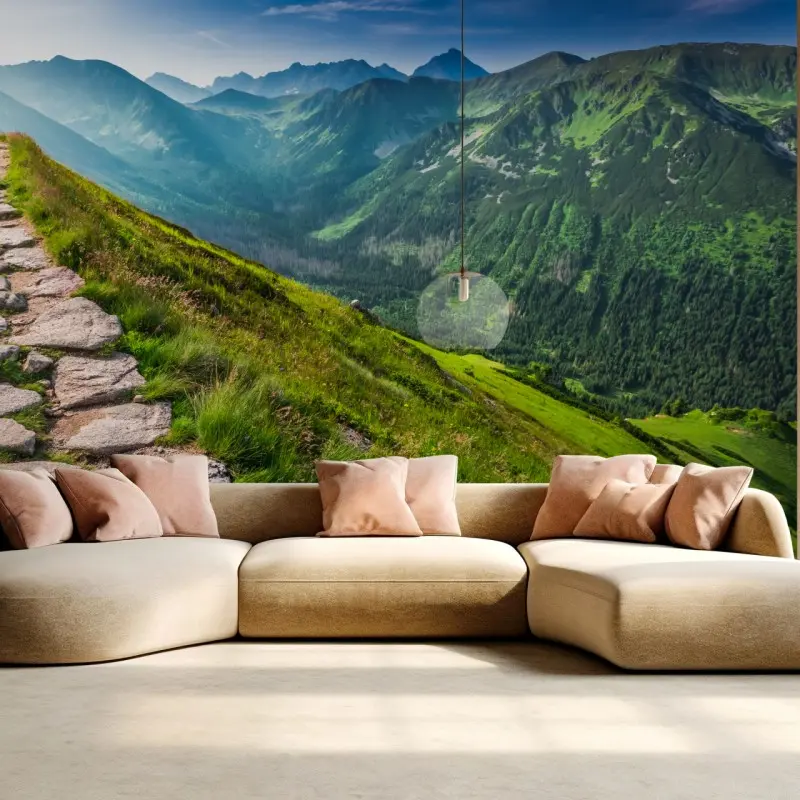 Wall mural Tatras mountain footpath at sunrise