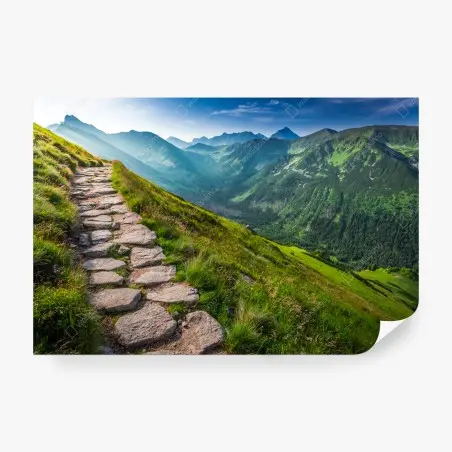 Wall mural Tatras mountain footpath at sunrise • Wallissimo®
