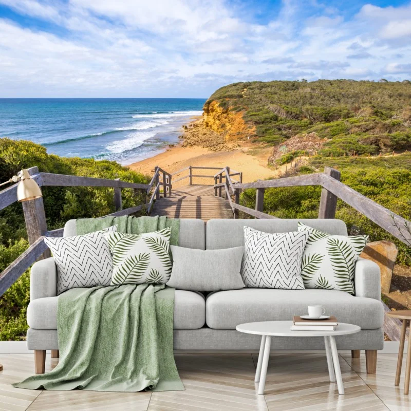 Wall mural walkway to Bells Beach panoramic view