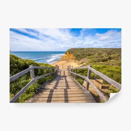 Wall mural walkway to Bells Beach panoramic view • Wallissimo®