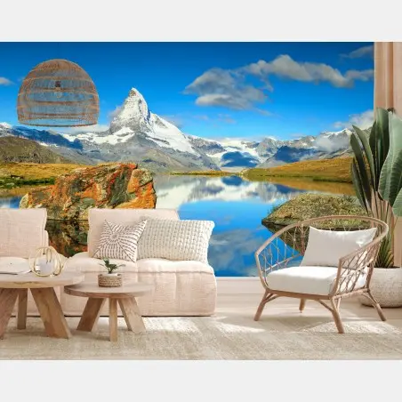 Wall mural Matterhorn reflection over alpine lake • Wallissimo®