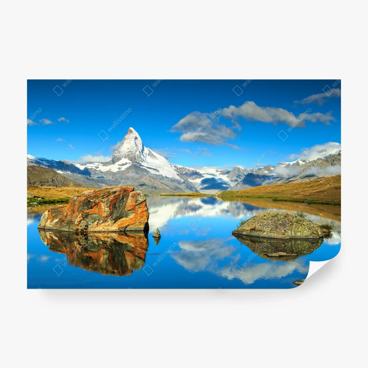 Wall mural Matterhorn reflection over alpine lake • Wallissimo®