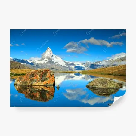 Wall mural Matterhorn reflection over alpine lake • Wallissimo®