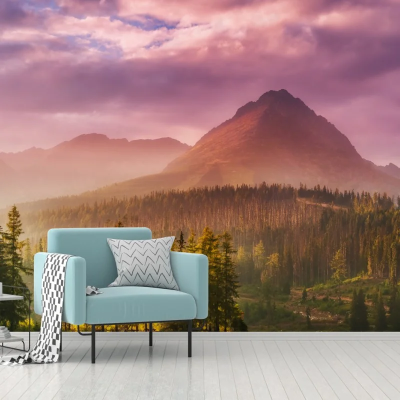 Wall mural sunset over Štrbské Pleso