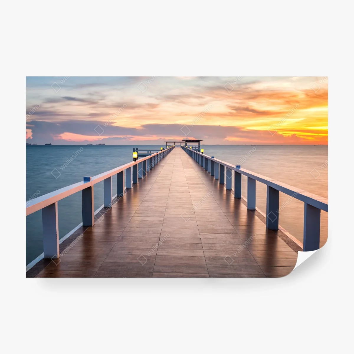 Wall mural sunset pier at the harbor • Wallissimo® Wall mural sunset pier at the harbor • Wallissimo®
