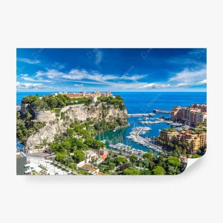 Wall mural panoramic view of Monte Carlo harbor • Wallissimo®