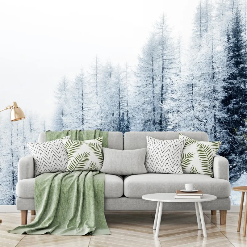 Wall mural winter hush: snowy forest landscape