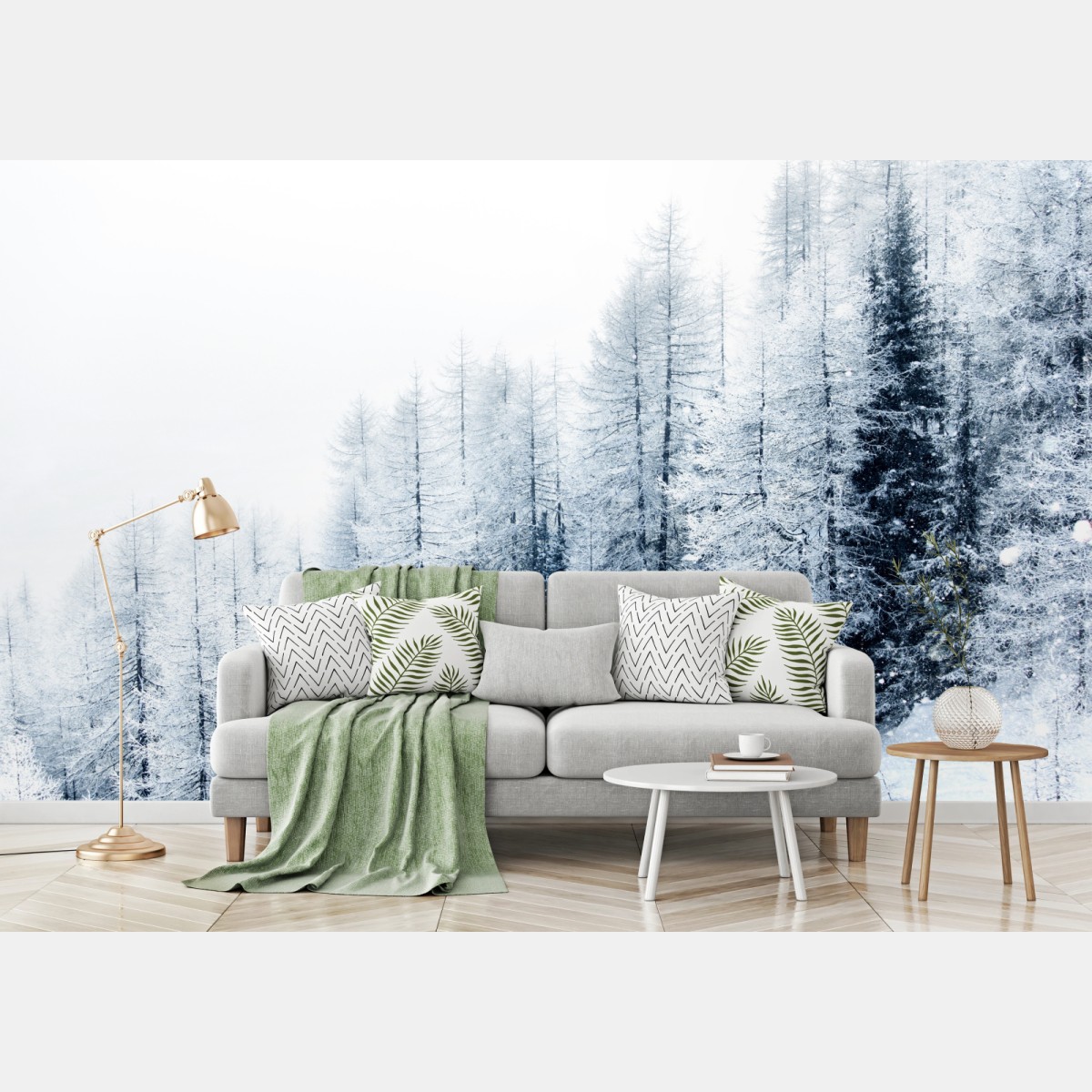Wall mural winter hush: snowy forest landscape • Wallissimo®