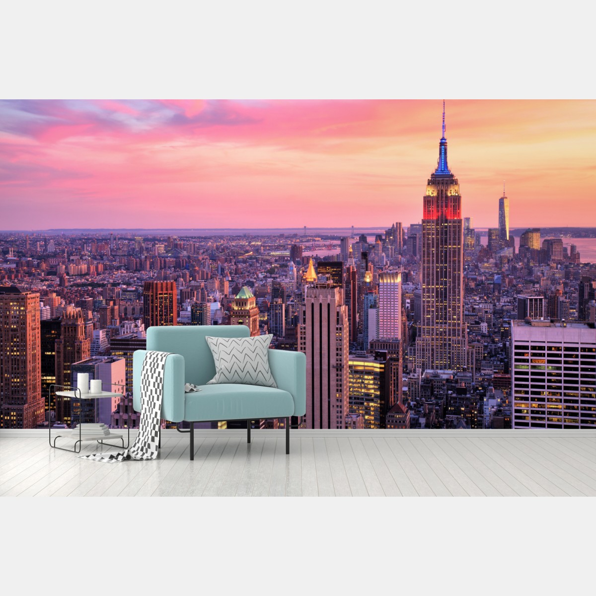 Wall mural New York skyline at sunset • Wallissimo®