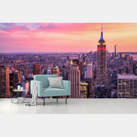 Wall mural New York skyline at sunset • Wallissimo®
