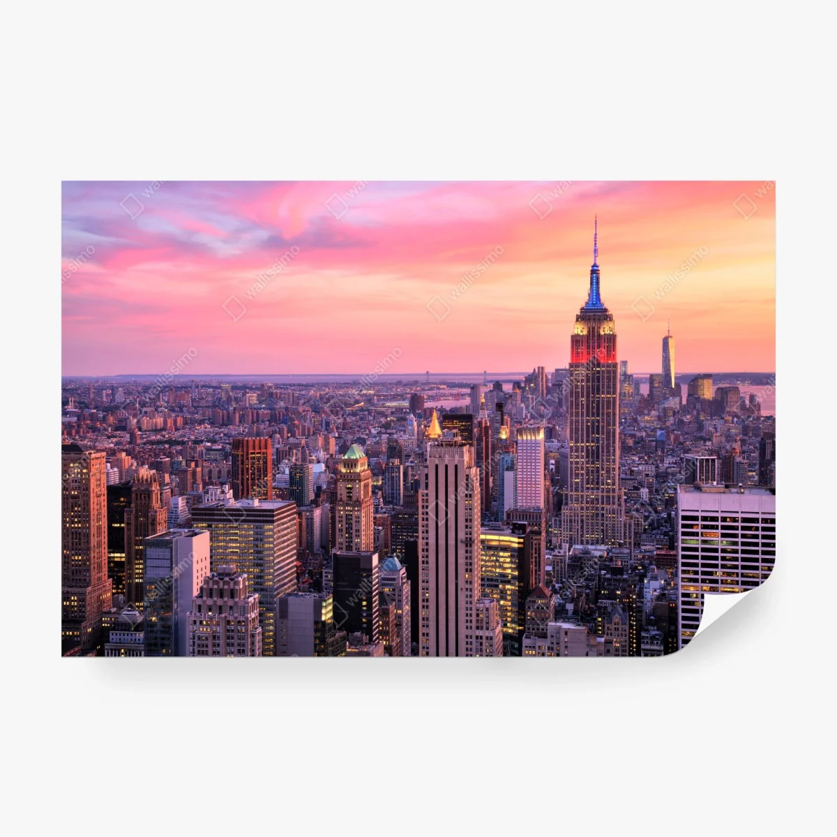 Wall mural New York skyline at sunset • Wallissimo® Wall mural New York skyline at sunset • Wallissimo®