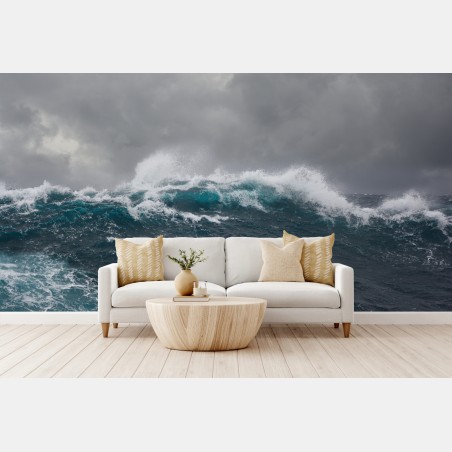Wall mural stormy sea with crashing waves • Wallissimo®