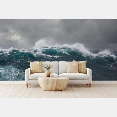Wall mural stormy sea with crashing waves • Wallissimo®