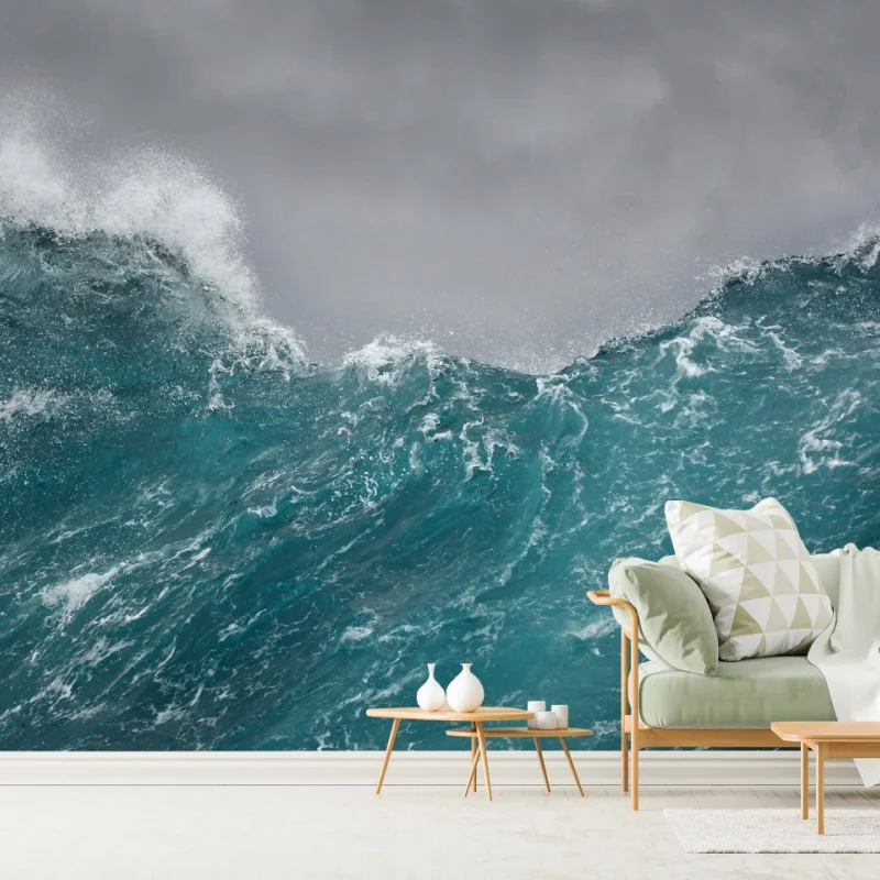 Wall mural turbulent turquoise ocean waves ⁕ Wallissimo®