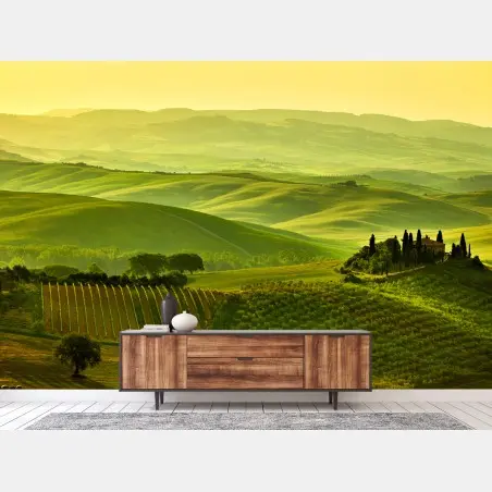 Wall mural Tuscany rolling hills landscape • Wallissimo®