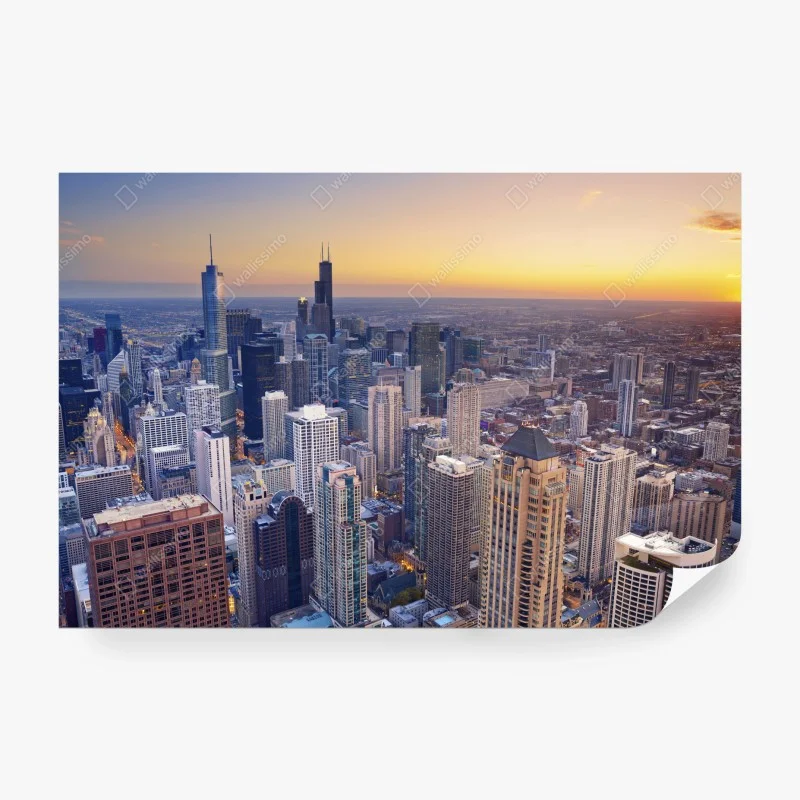 Wall mural sunset city skyline panorama