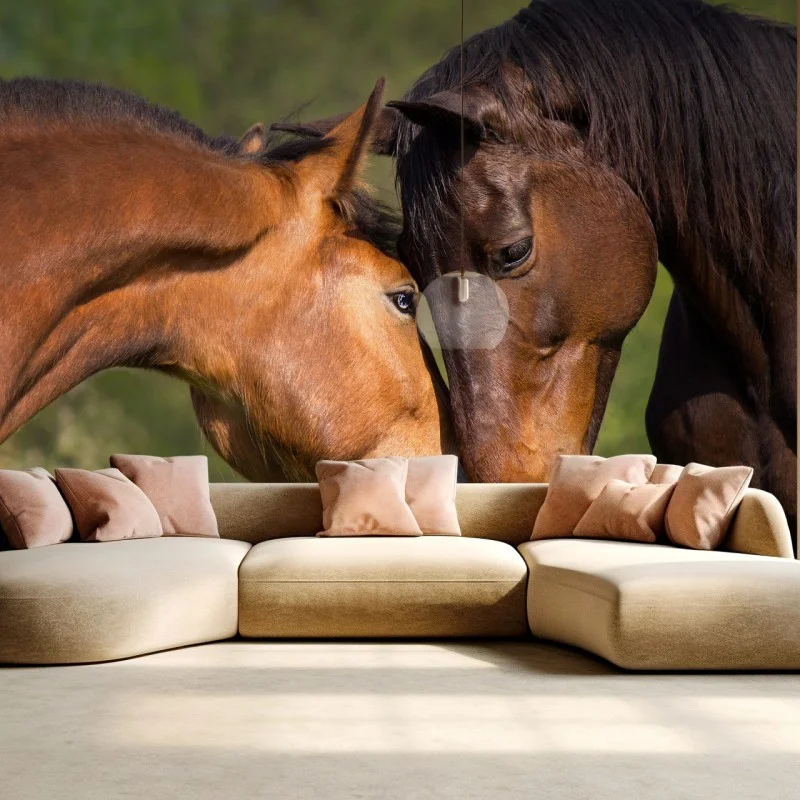 Wall mural gentle equine embrace