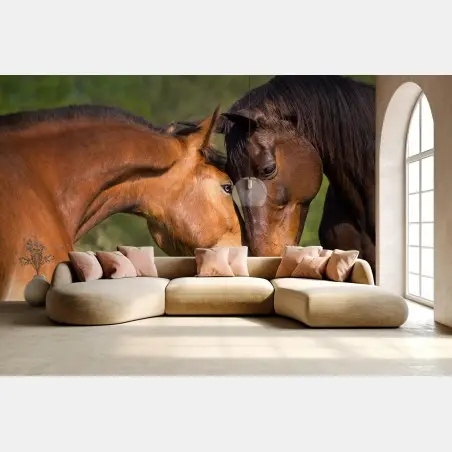 Wall mural gentle equine embrace • Wallissimo®