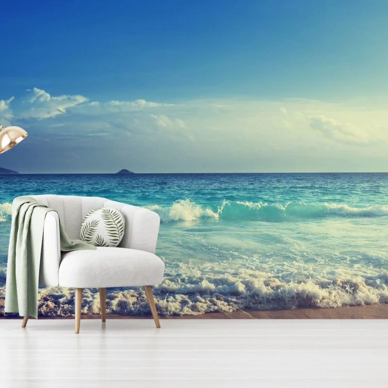 Wall mural Seychelles beach at sunset