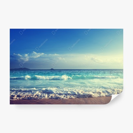 Wall mural Seychelles beach at sunset • Wallissimo®