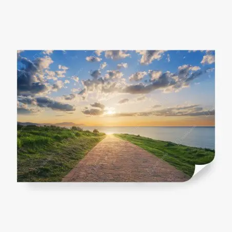 Wall mural path to the sea at sunrise • Wallissimo®