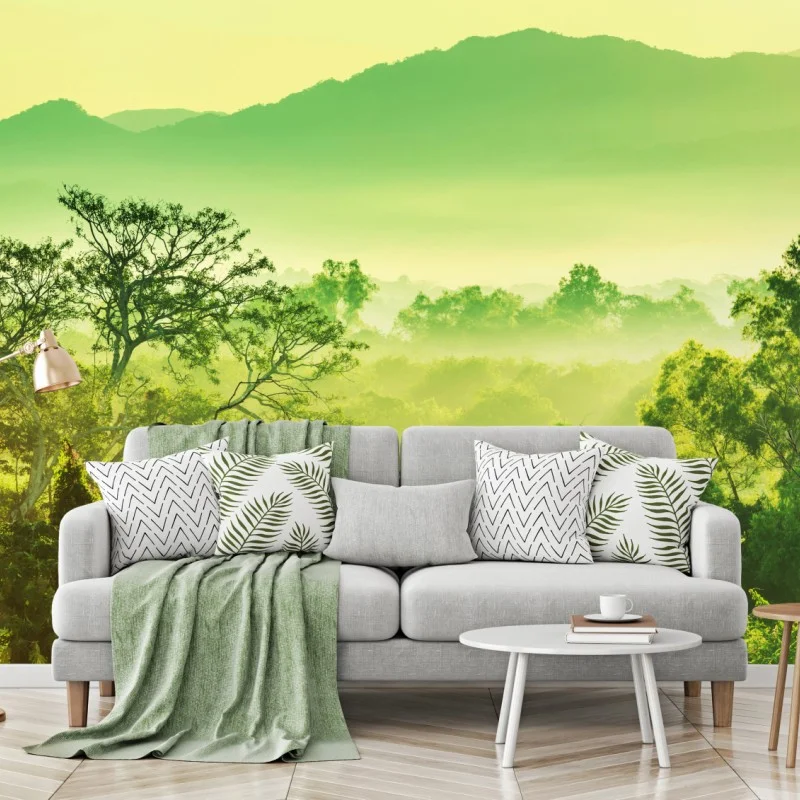 Wall mural lush tropical jungle landscape