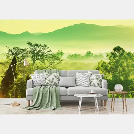 Wall mural lush tropical jungle landscape • Wallissimo®