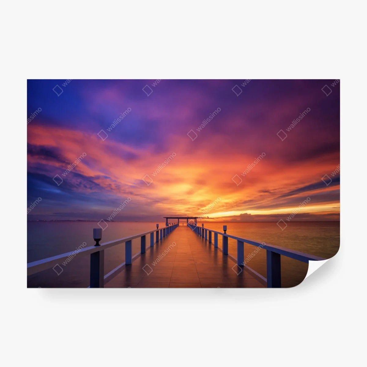 Wall mural sunset pier at island beach • Wallissimo® Wall mural sunset pier at island beach • Wallissimo®
