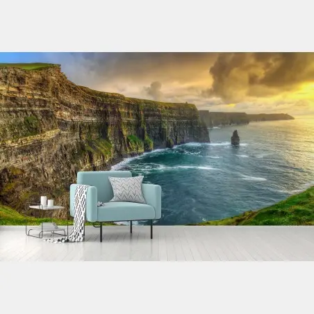 Wall mural dramatic coastal cliffs at sunset • Wallissimo®