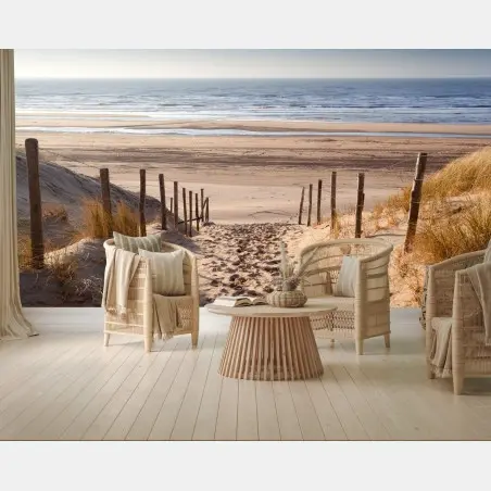 Wall mural sunlit path to the North Sea • Wallissimo®