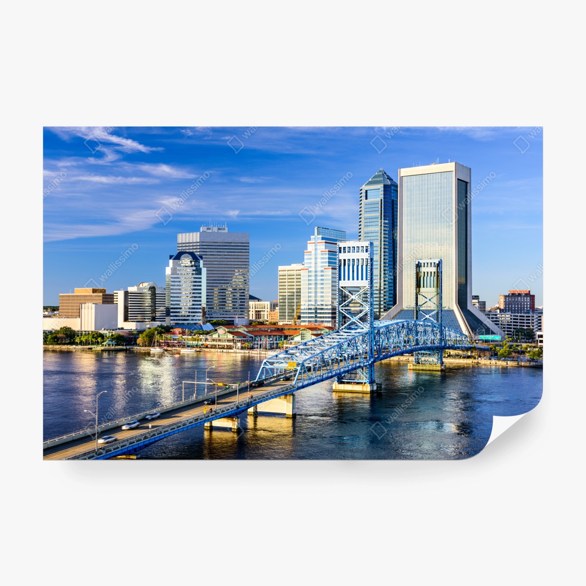 Wall mural Jacksonville skyline with blue bridge • Wallissimo®