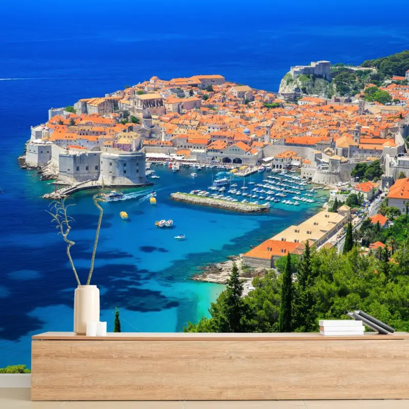 Wall mural Dubrovnik old town aerial view