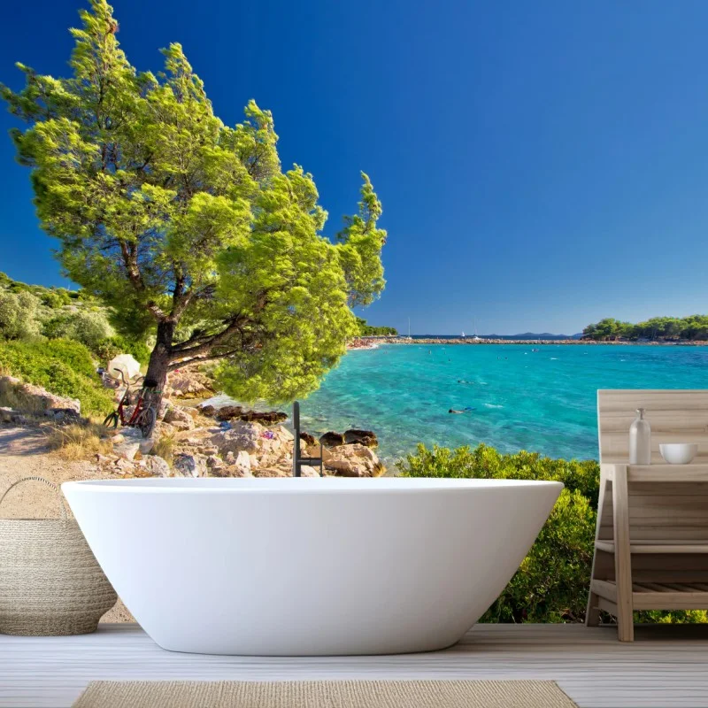 Wall mural idyllic turquoise beach on Murter Island