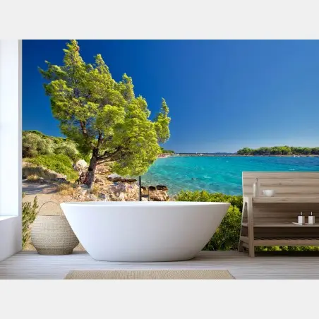 Wall mural idyllic turquoise beach on Murter Island • Wallissimo®
