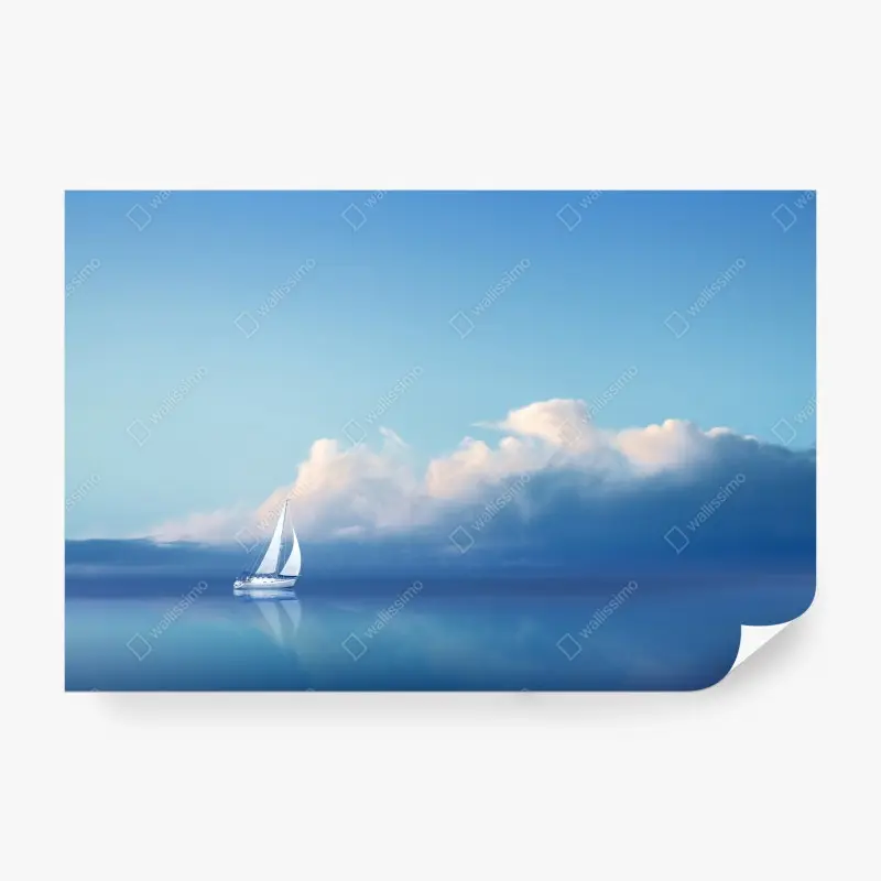 Wall mural sailboat on calm blue sea