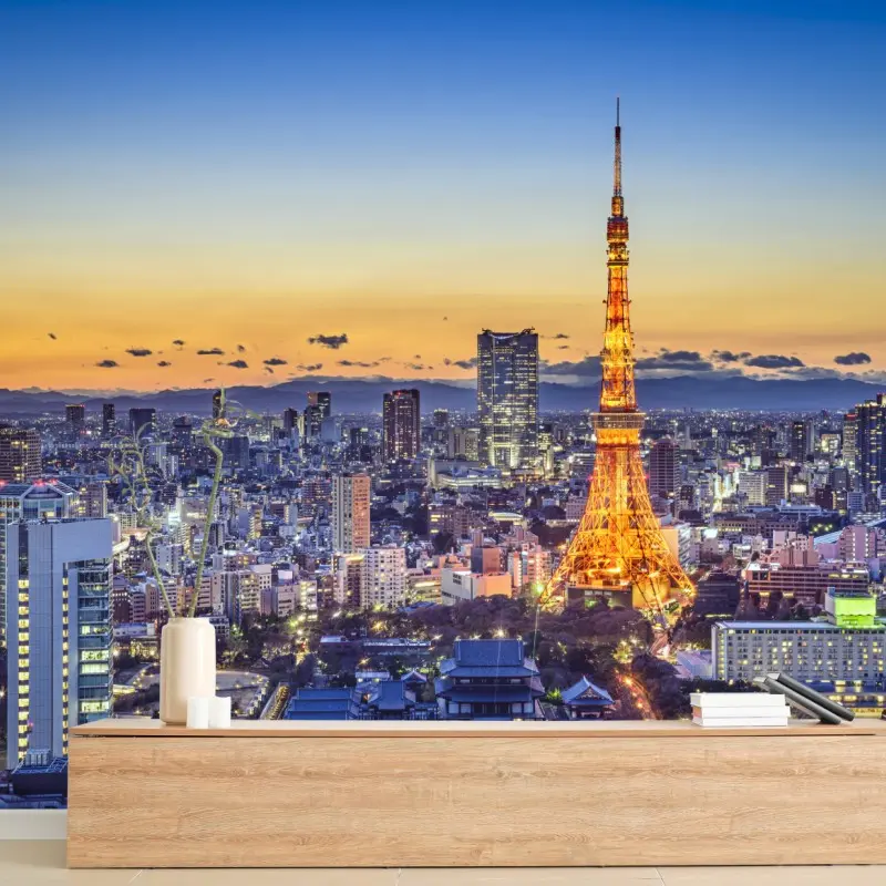 Wall mural Tokyo Tower at dusk skyline