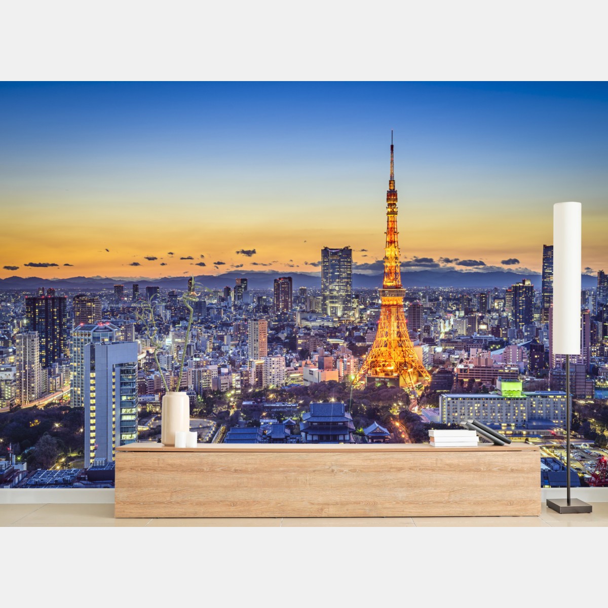 Wall mural Tokyo Tower at dusk skyline • Wallissimo®