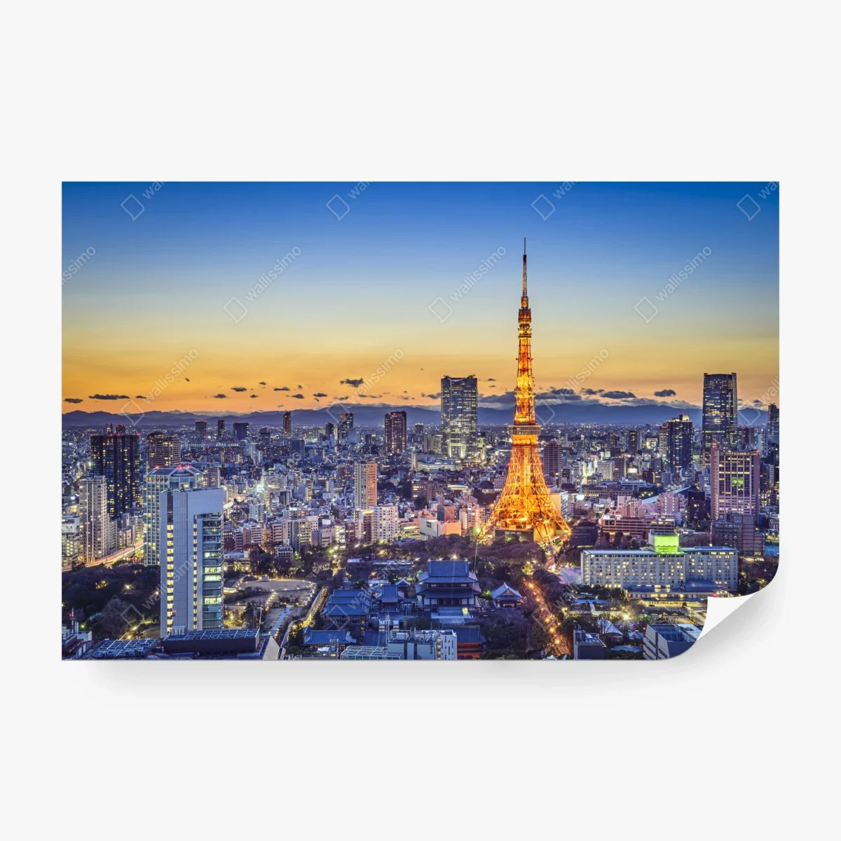 Wall mural Tokyo Tower at dusk skyline • Wallissimo® Wall mural Tokyo Tower at dusk skyline • Wallissimo®