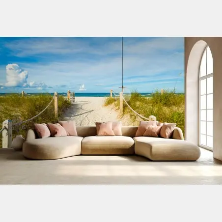 Wall mural sandy path to the sea, Miami • Wallissimo®