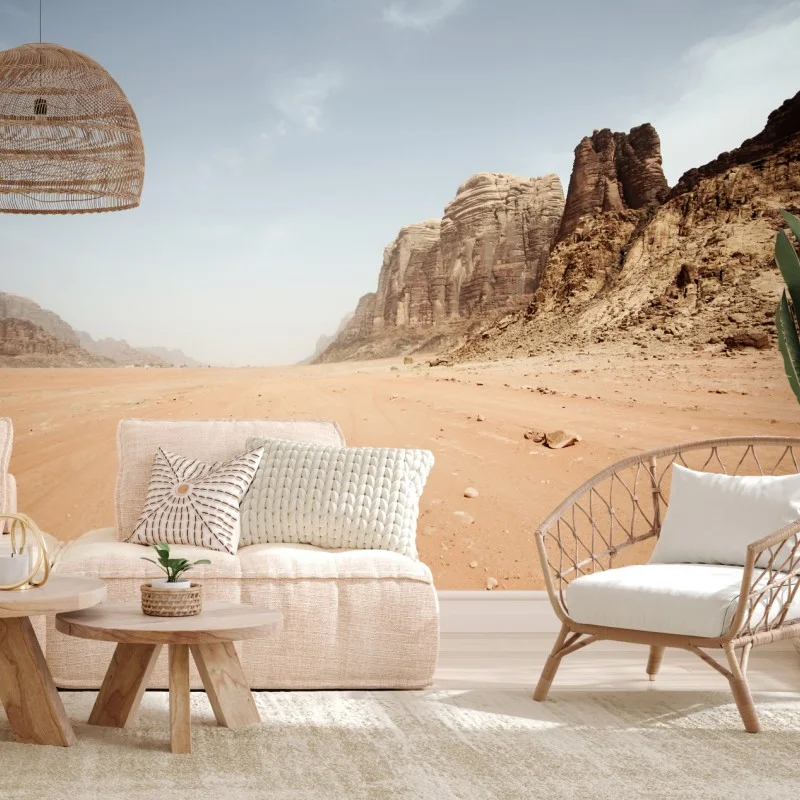 Wall mural vast desert panorama in Wadi Rum, Jordan