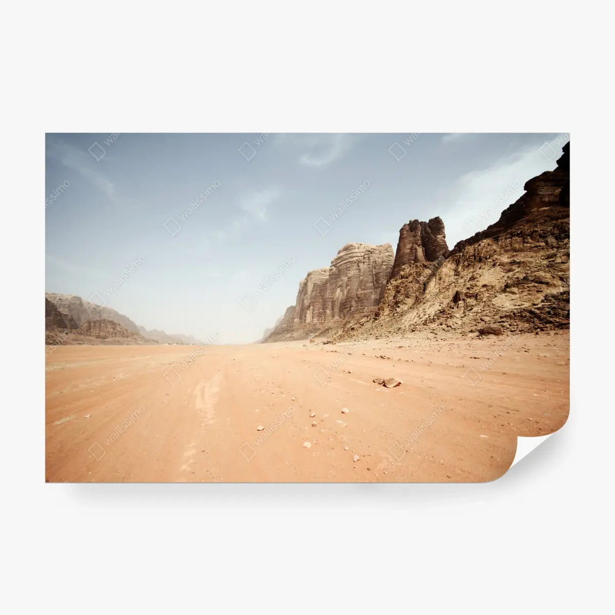 Wall mural vast desert panorama in Wadi Rum, Jordan ⁕ Wallissimo®