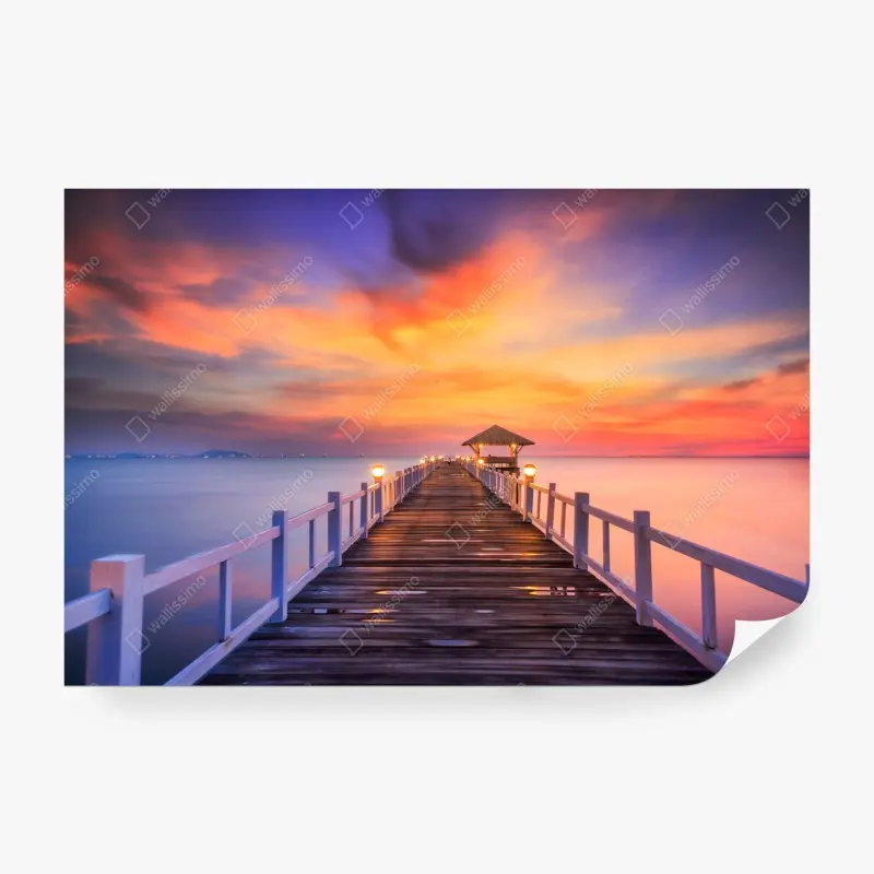Wall mural wooden pier at sunrise
