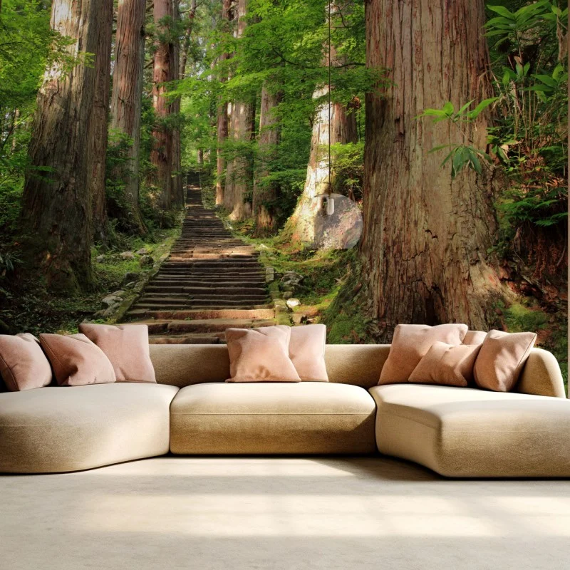 Wall mural ancient forest stone steps