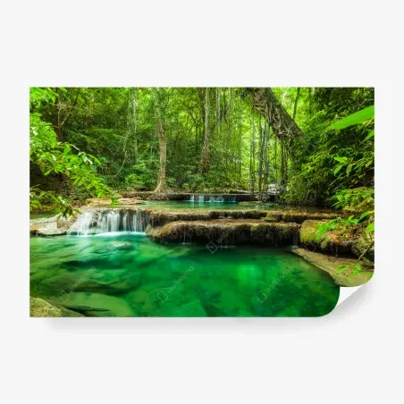 Wall mural serene turquoise pools at Erawan waterfall • Wallissimo®