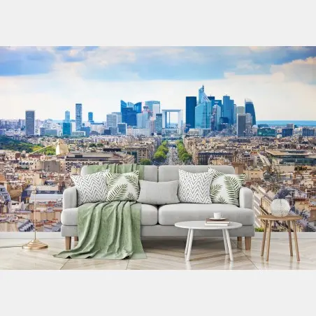 Wall mural Paris skyline over tree-lined avenue • Wallissimo®