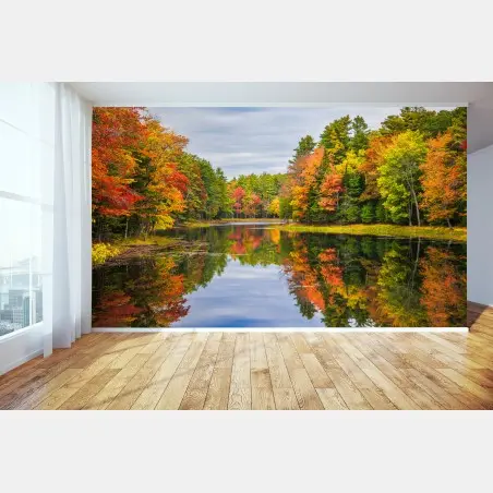 Wall mural autumn reflections in New England • Wallissimo®