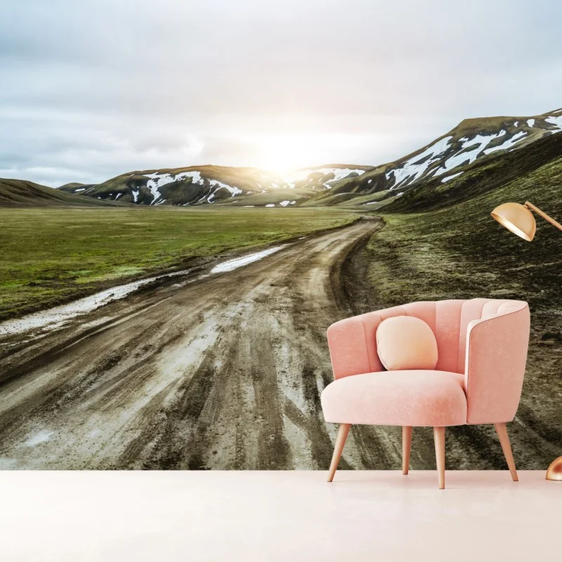 Wall mural Landmanalaugar scenic highland road