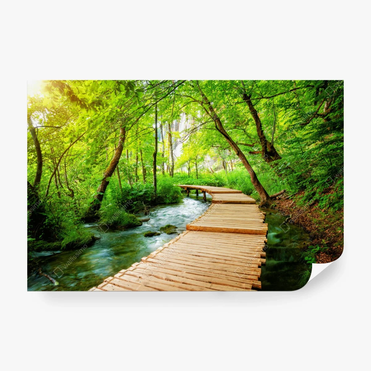 Wall mural wooden boardwalk through Plitvice Lakes ⁕ Wallissimo® Wall mural wooden boardwalk through Plitvice Lakes ⁕ Wallissimo®