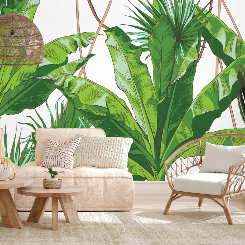 Wall mural lush tropical banana leaf pattern • Wallissimo®
